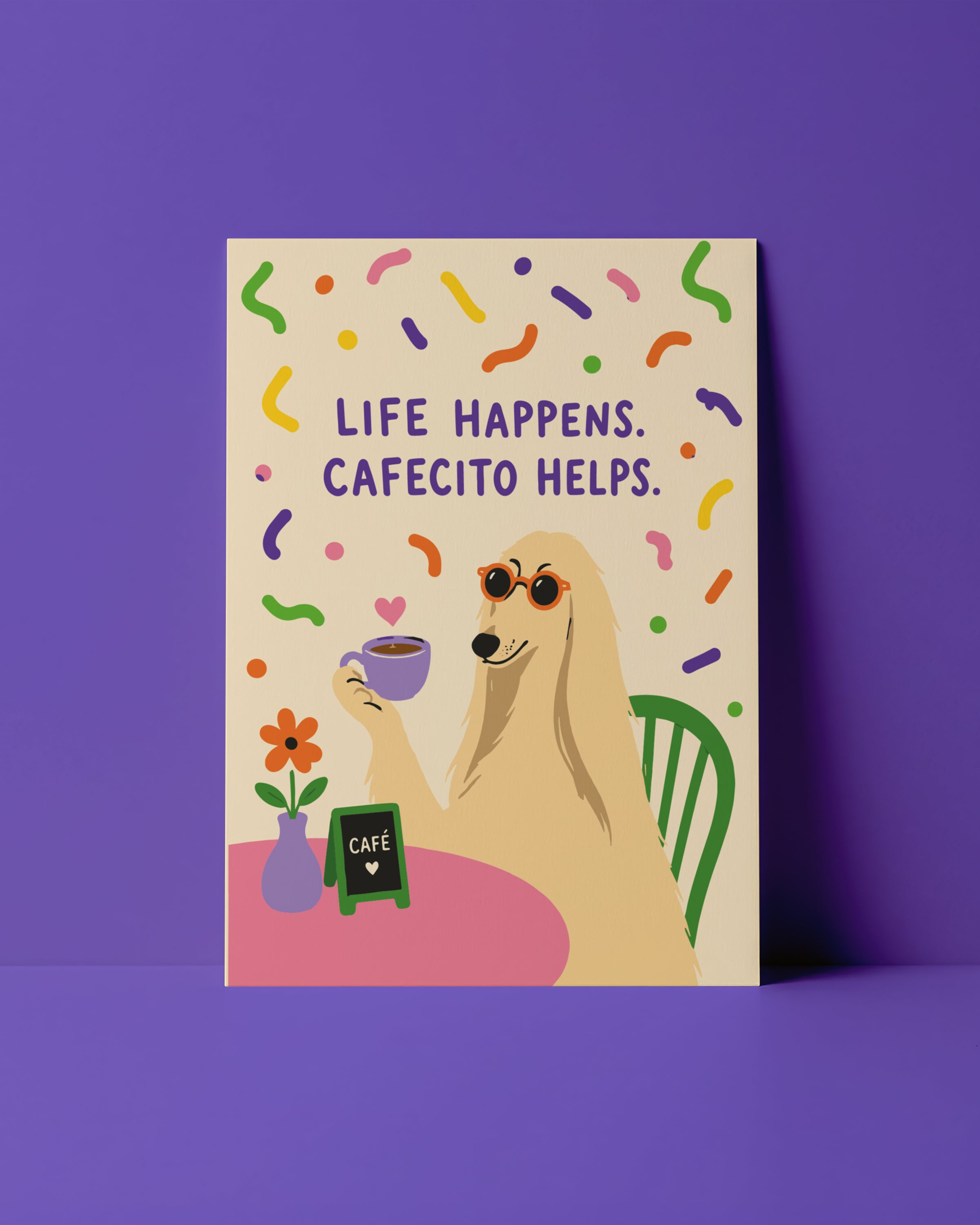 POSTKARTE - LIFE HAPPENS CAFECITO HELPS
